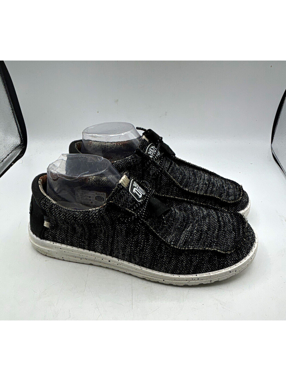 HEYDUDE Wally Sox Stitch Men's US 10 Black/White Knit Lightweight Slip-On